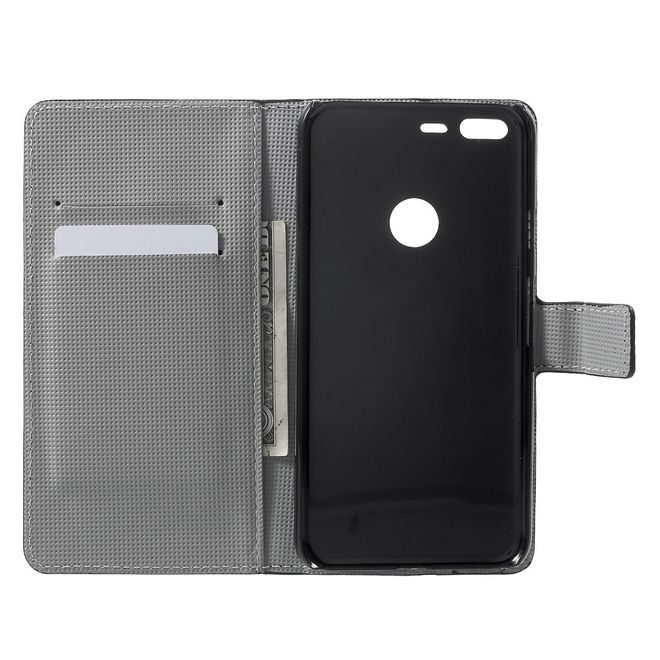 Google Pixel XL Handyhülle - Case aus Leder - mit Standfunktion - USA Flagge im Retrolook