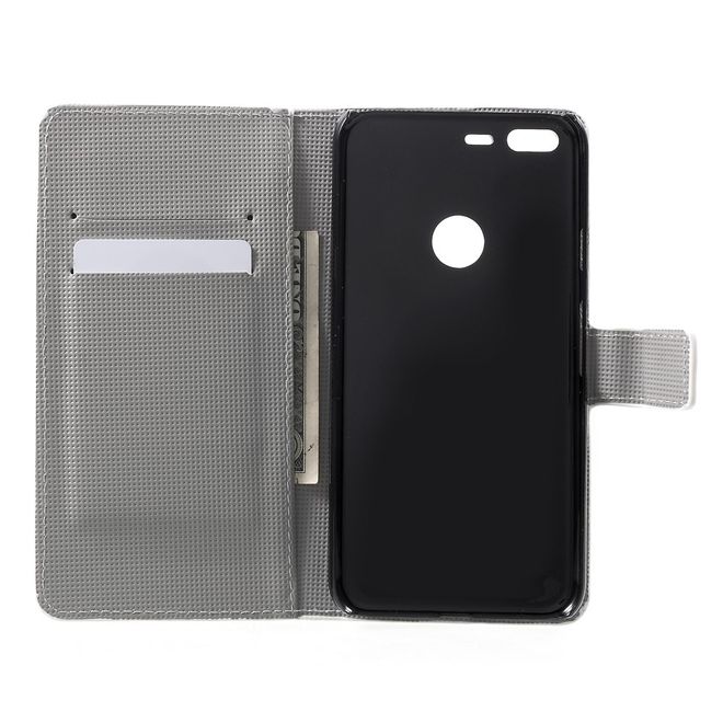 Google Pixel XL Handyhülle - Case aus Leder - mit Standfunktion - Eiffelturm und kleine Sujets