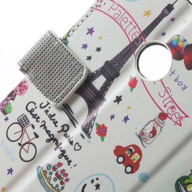 Google Pixel XL Handyhülle - Case aus Leder - mit Standfunktion - Eiffelturm und kleine Sujets