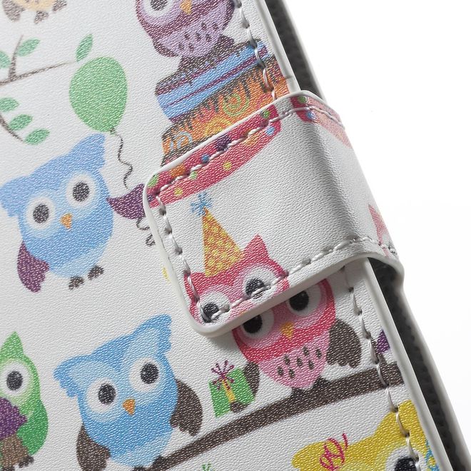 Google Pixel XL Handyhülle - Case aus Leder - mit Standfunktion - viele kleine Eulen