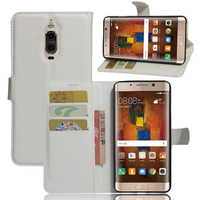Handy Case für Huawei Mate 9 Pro/Porsche Design - Hülle aus Leder - mit Litchitextur - weiss