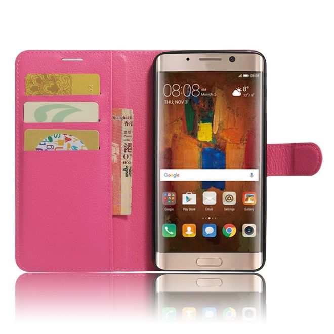 Handy Case für Huawei Mate 9 Pro/Porsche Design - Hülle aus Leder - mit Litchitextur - rosa