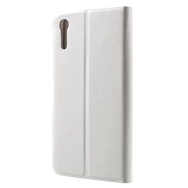 Handy Case für Sony Xperia XZ/XZs - Crazy Horse Leder Hülle - mit Kreditkartenslots - weiss