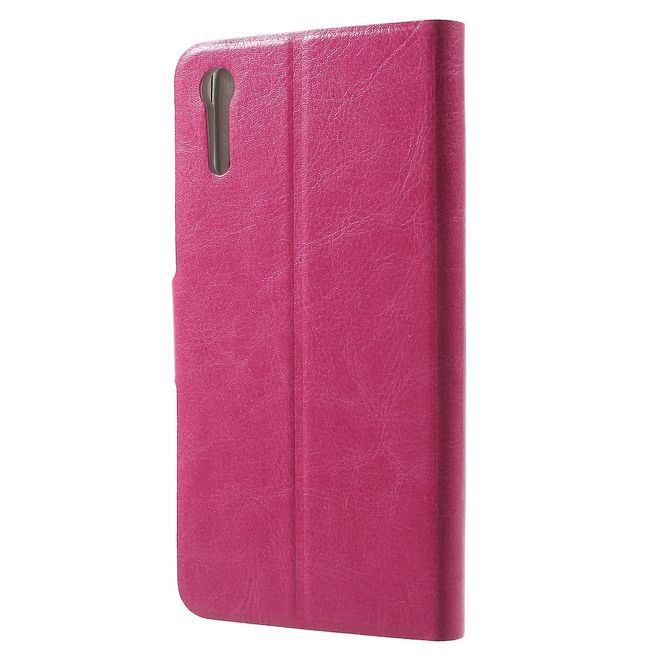 Handy Case für Sony Xperia XZ/XZs - Crazy Horse Leder Hülle - mit Kreditkartenslots - rosa
