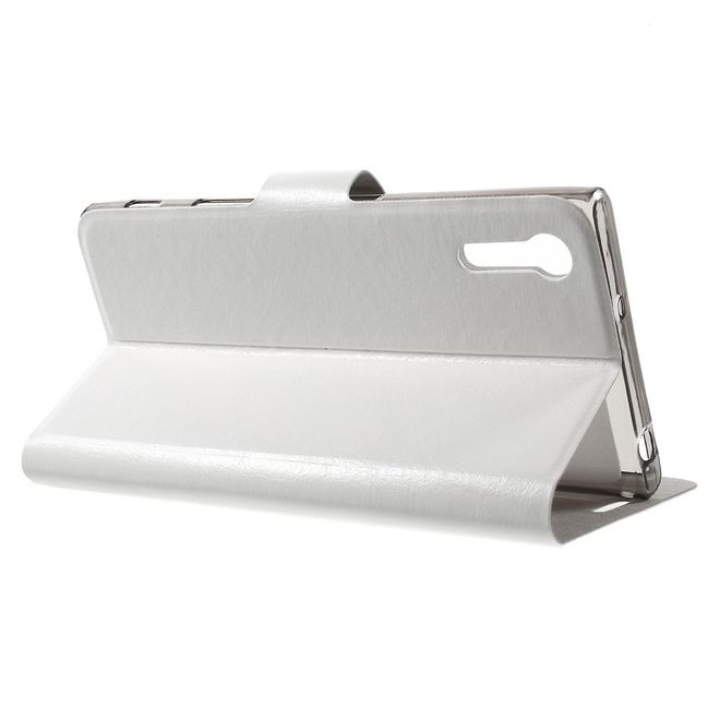 Handy Case für Sony Xperia XZ/XZs - Crazy Horse Leder Hülle - mit Kreditkartenslots - weiss