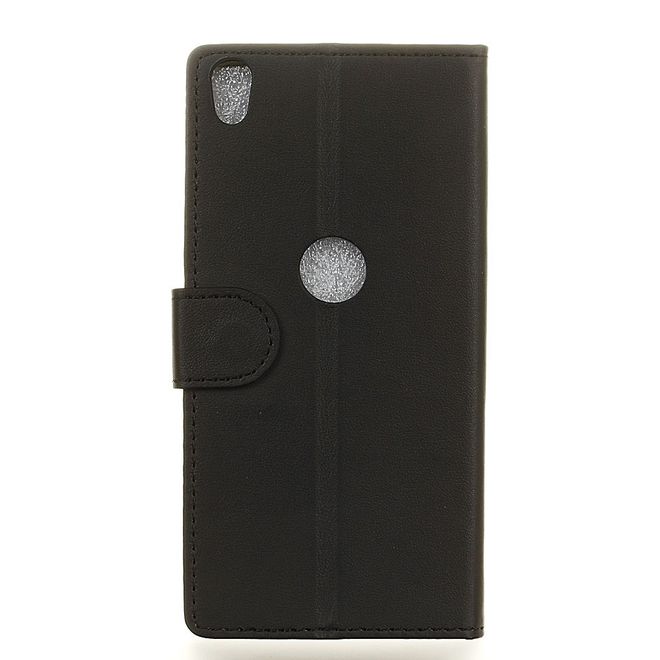 Handycase für Alcatel Shine Lite - Hülle aus Leder - klassisch - mit Standfunktion - schwarz