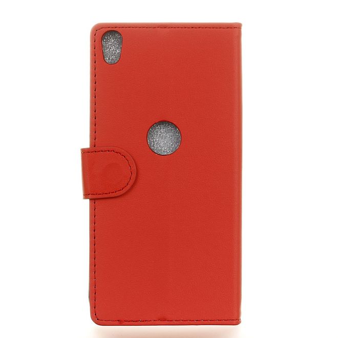 Handycase für Alcatel Shine Lite - Hülle aus Leder - klassisch - mit Standfunktion - rot