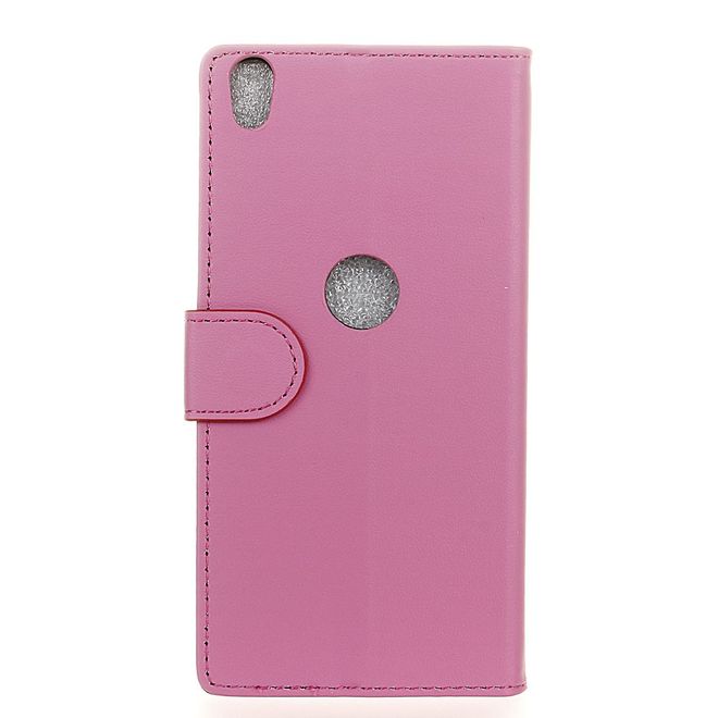 Handycase für Alcatel Shine Lite - Hülle aus Leder - klassisch - mit Standfunktion - rosa