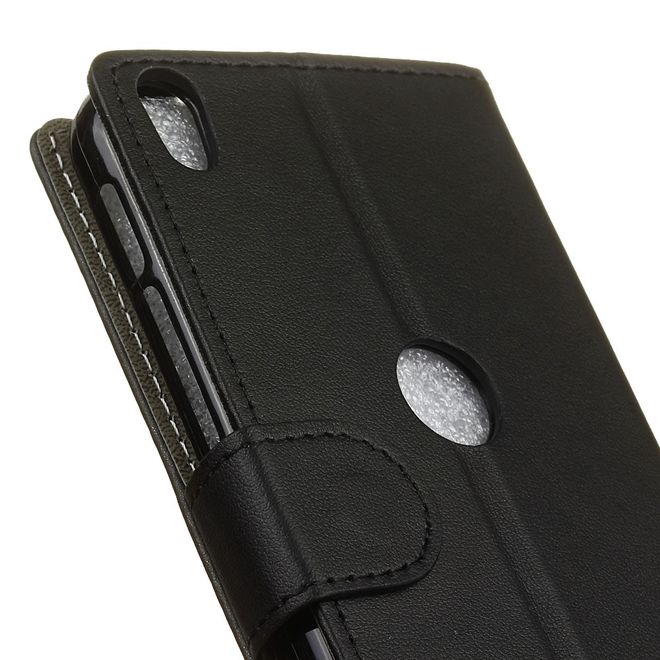 Handycase für Alcatel Shine Lite - Hülle aus Leder - klassisch - mit Standfunktion - schwarz