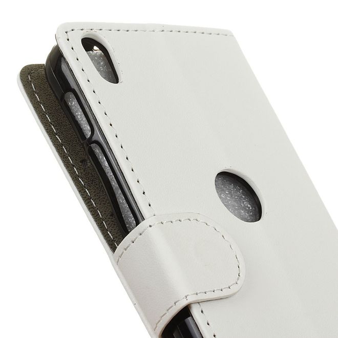 Handycase für Alcatel Shine Lite - Hülle aus Leder - klassisch - mit Standfunktion - weiss