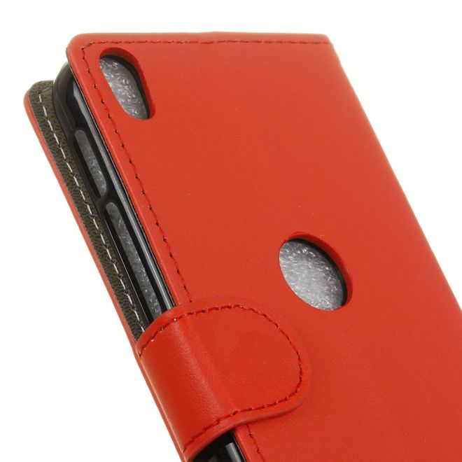 Handycase für Alcatel Shine Lite - Hülle aus Leder - klassisch - mit Standfunktion - rot
