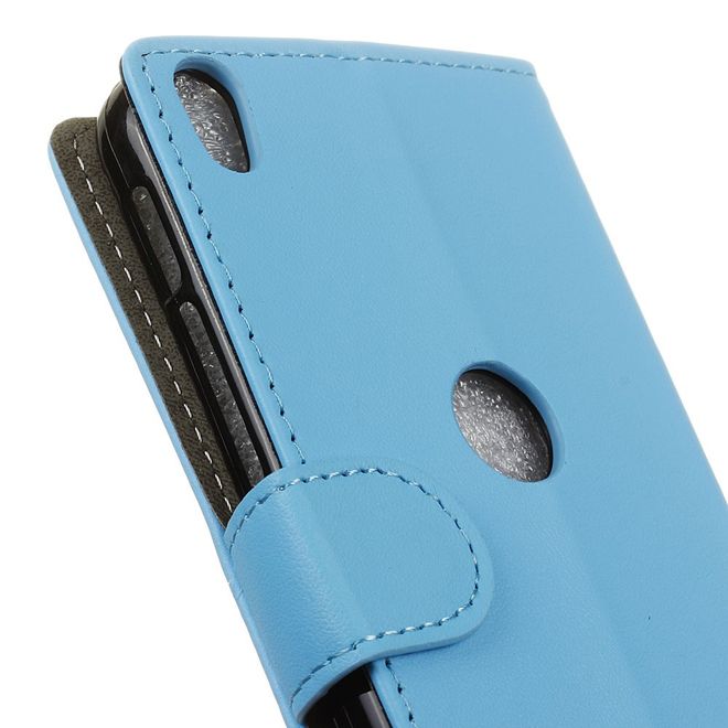 Handycase für Alcatel Shine Lite - Hülle aus Leder - klassisch - mit Standfunktion - blau