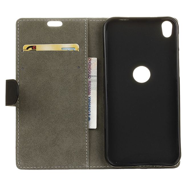 Handycase für Alcatel Shine Lite - Hülle aus Leder - klassisch - mit Standfunktion - schwarz