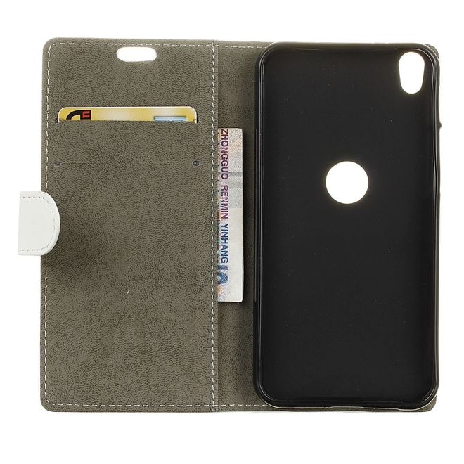 Handycase für Alcatel Shine Lite - Hülle aus Leder - klassisch - mit Standfunktion - weiss