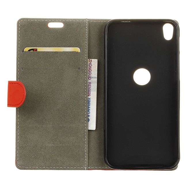 Handycase für Alcatel Shine Lite - Hülle aus Leder - klassisch - mit Standfunktion - rot