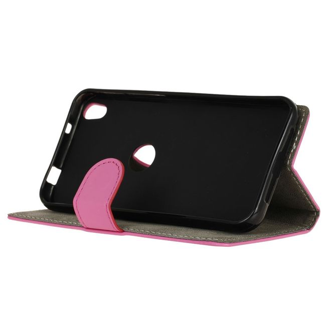 Handycase für Alcatel Shine Lite - Hülle aus Leder - klassisch - mit Standfunktion - rosa