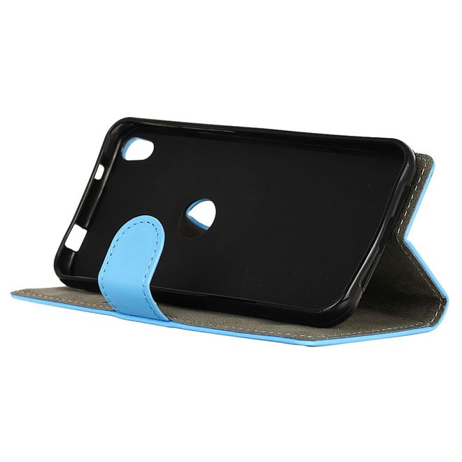 Handycase für Alcatel Shine Lite - Hülle aus Leder - klassisch - mit Standfunktion - blau