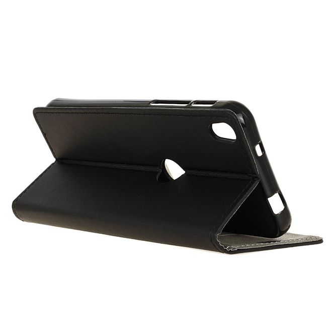 Handycase für Alcatel Shine Lite - Hülle aus Leder - klassisch - mit Standfunktion - schwarz