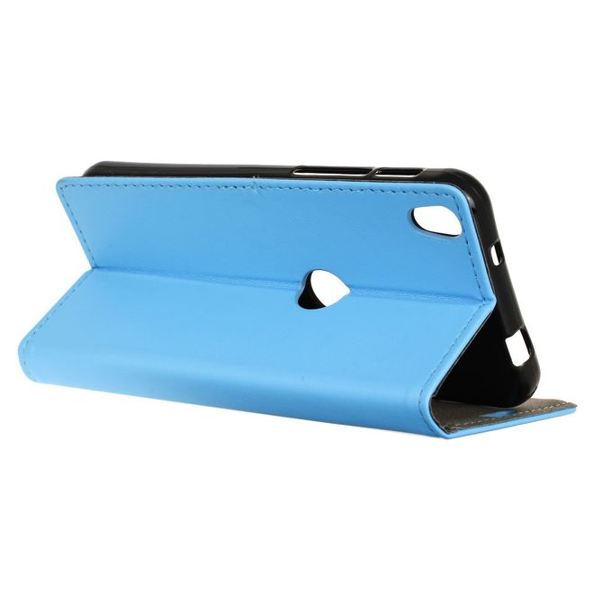 Handycase für Alcatel Shine Lite - Hülle aus Leder - klassisch - mit Standfunktion - blau