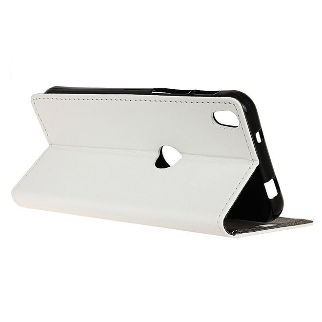 Handycase für Alcatel Shine Lite - Hülle aus Leder - klassisch - mit Standfunktion - weiss