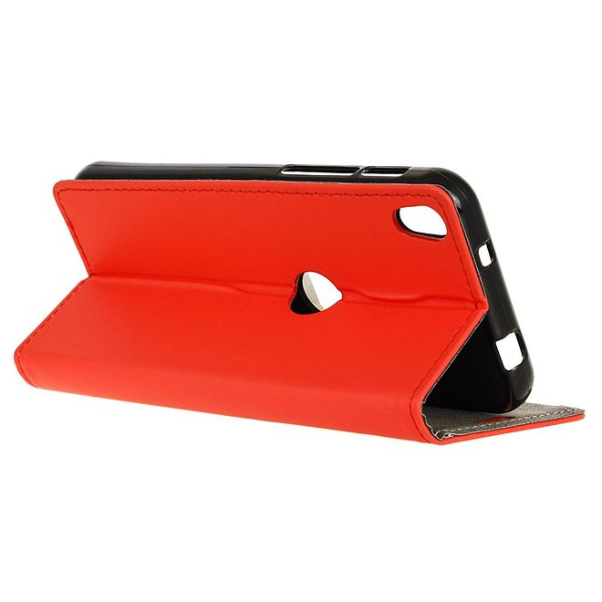 Handycase für Alcatel Shine Lite - Hülle aus Leder - klassisch - mit Standfunktion - rot