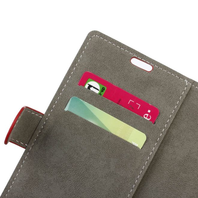 Handycase für Alcatel Shine Lite - Hülle aus Leder - klassisch - mit Standfunktion - rot