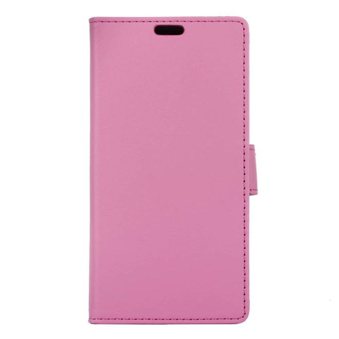 Handycase für Alcatel Shine Lite - Hülle aus Leder - klassisch - mit Standfunktion - rosa