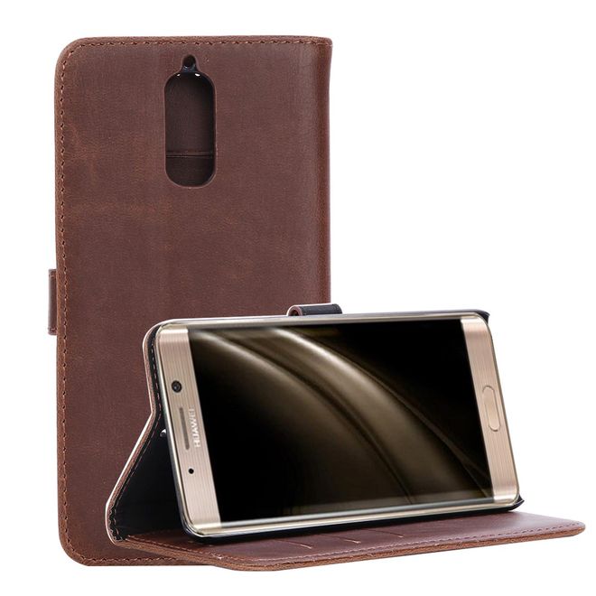 Handycover für Huawei Mate 9 Pro/Porsche Design - Crazy Horse Leder Case - kaffeefarben