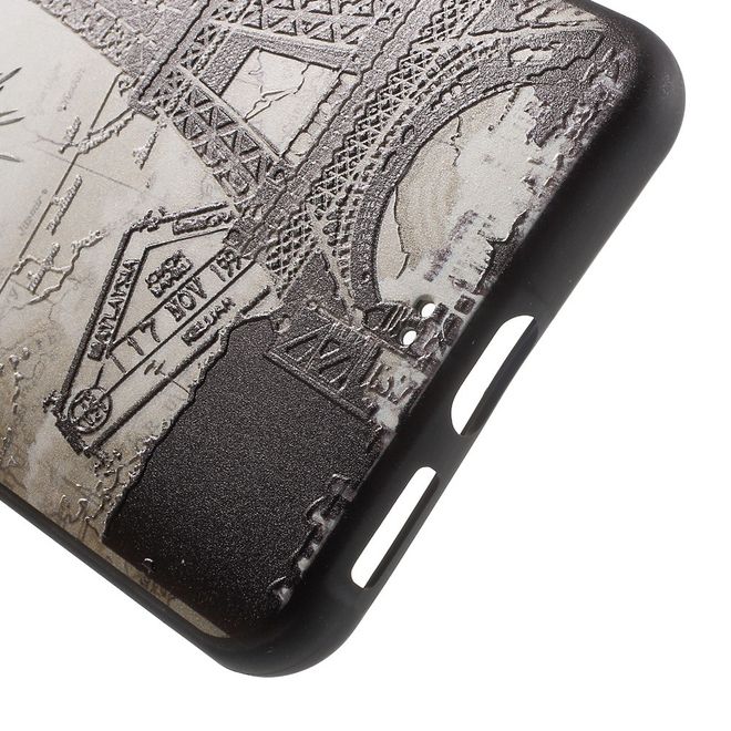 Handycover für Huawei Nova 5.0 - TPU Softcase - Eiffelturm und Kartenausschnitt