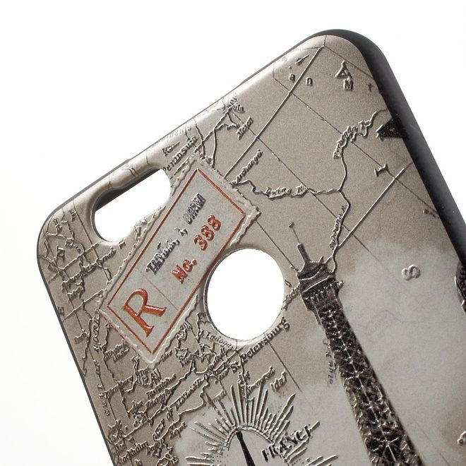 Handycover für Huawei Nova 5.0 - TPU Softcase - Eiffelturm und Kartenausschnitt