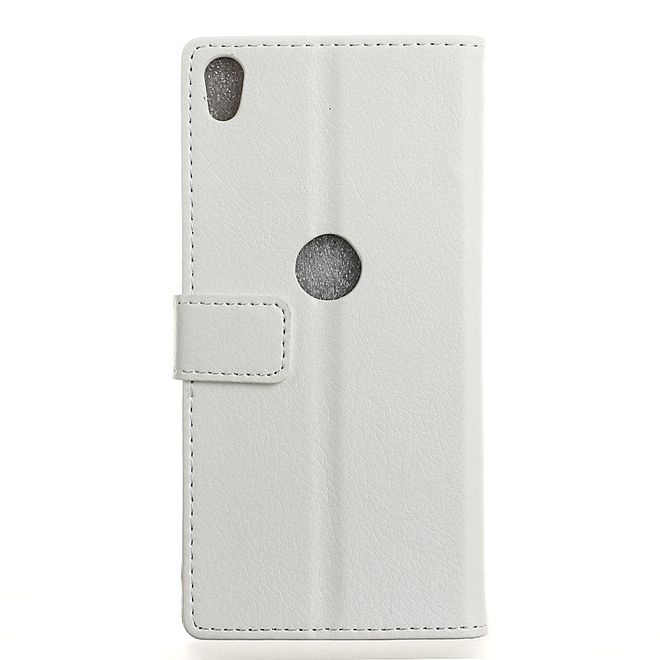 Handyhülle für Alcatel Shine Lite - Cover aus Leder - mit Litchitextur und Standfunktion - weiss