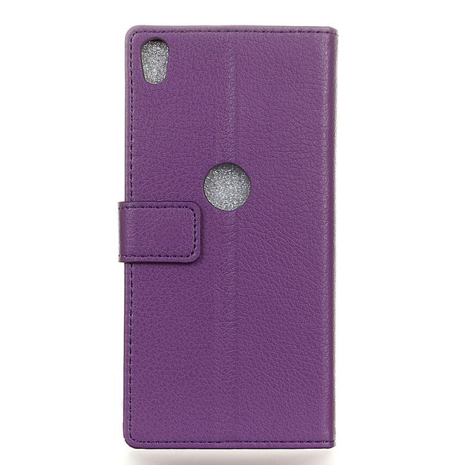 Handyhülle für Alcatel Shine Lite - Cover aus Leder - mit Litchitextur und Standfunktion - purpur