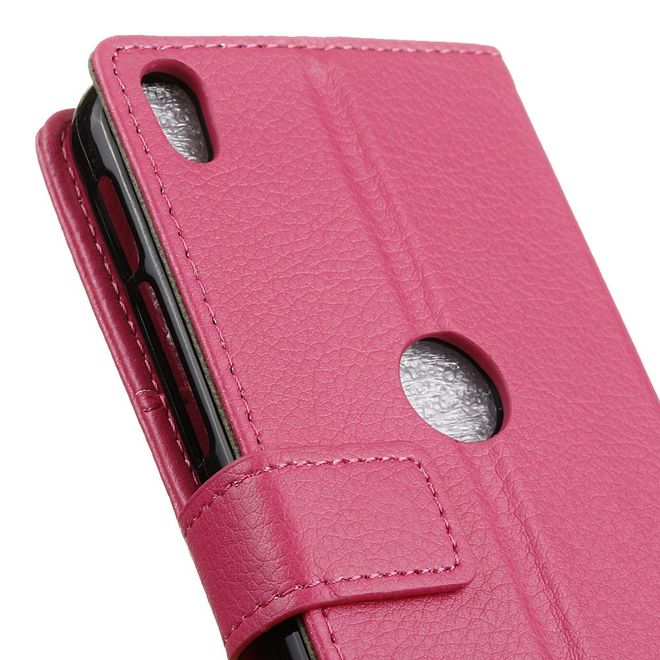 Handyhülle für Alcatel Shine Lite - Cover aus Leder - mit Litchitextur und Standfunktion - rosa