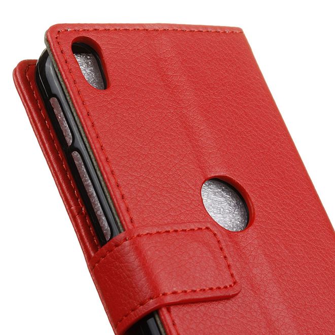 Handyhülle für Alcatel Shine Lite - Cover aus Leder - mit Litchitextur und Standfunktion - rot