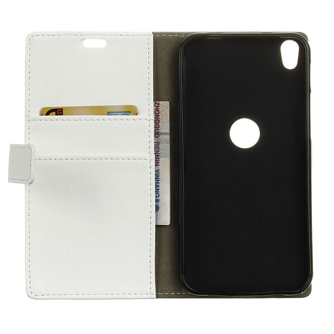 Handyhülle für Alcatel Shine Lite - Cover aus Leder - mit Litchitextur und Standfunktion - weiss