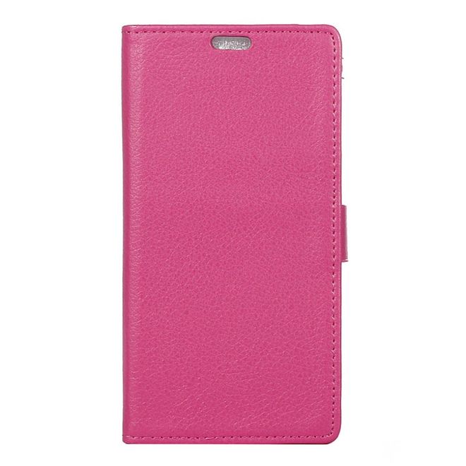 Handyhülle für Alcatel Shine Lite - Cover aus Leder - mit Litchitextur und Standfunktion - rosa