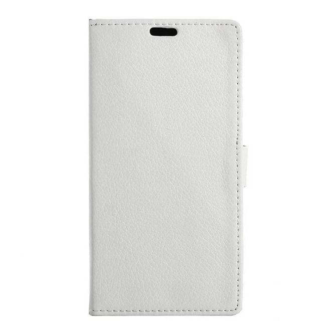 Handyhülle für Alcatel Shine Lite - Cover aus Leder - mit Litchitextur und Standfunktion - weiss