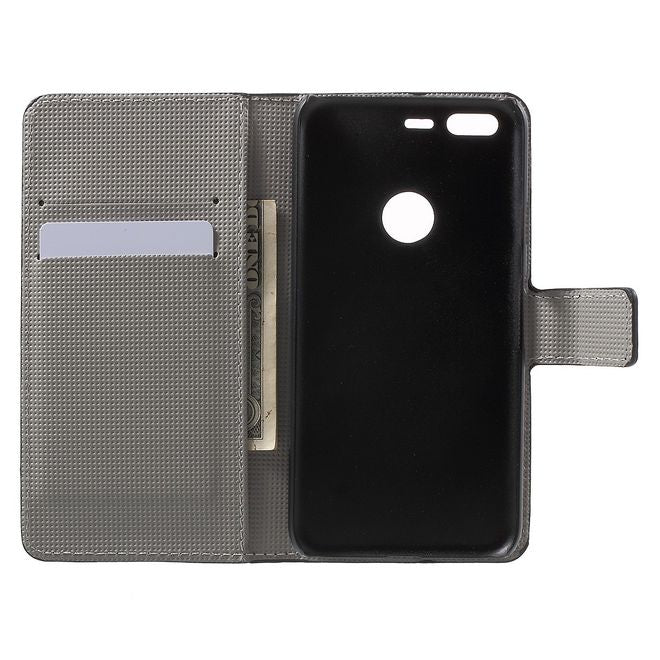 Handyhülle für Google Pixel - Cover aus Leder - mit Standfunktion - USA Flagge im Retrolook