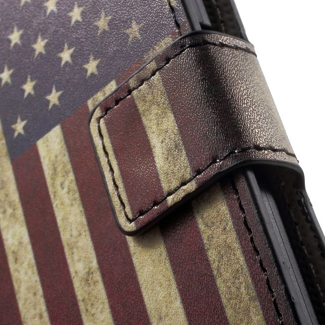 Handyhülle für Google Pixel - Cover aus Leder - mit Standfunktion - USA Flagge im Retrolook