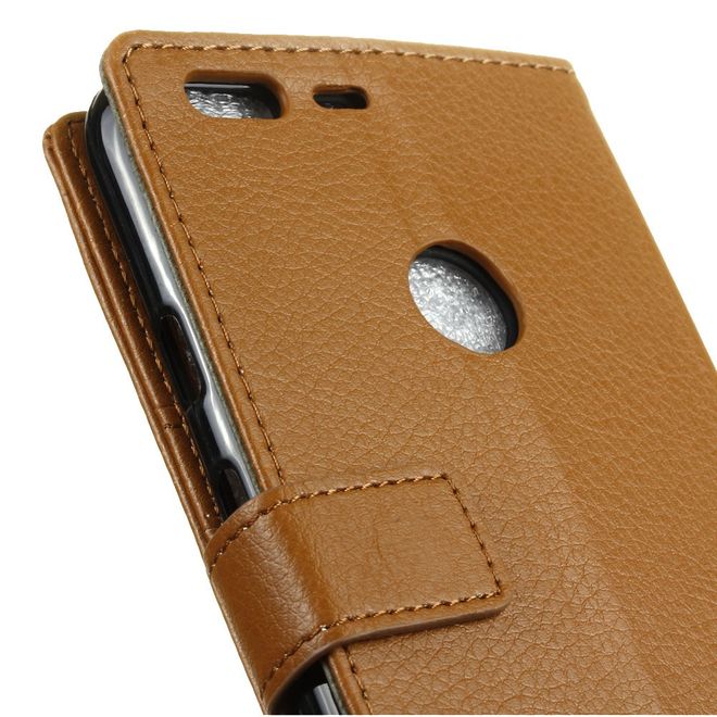 Handyhülle für Google Pixel XL - Case aus Leder - mit Litchitextur und Standfunktion - braun