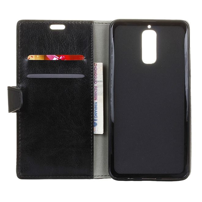 Handyhülle für Huawei Mate 9 Pro/Porsche Design - Crazy Horse Leder Case - schwarz