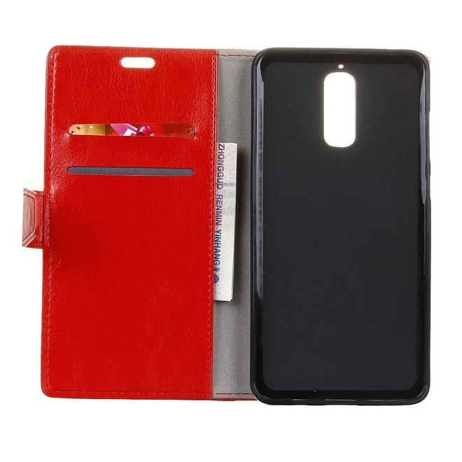 Handyhülle für Huawei Mate 9 Pro/Porsche Design - Crazy Horse Leder Case - rot