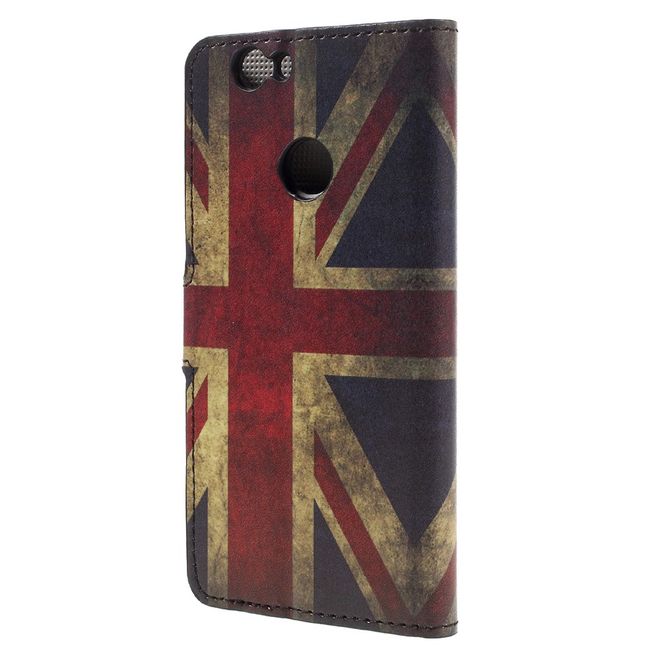 Handyhülle für Huawei Nova 5.0 - Case aus Leder - mit Standfunktion - UK Flagge im Retrolook