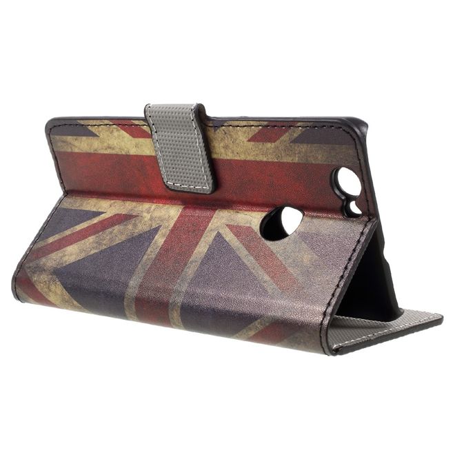 Handyhülle für Huawei Nova 5.0 - Case aus Leder - mit Standfunktion - UK Flagge im Retrolook