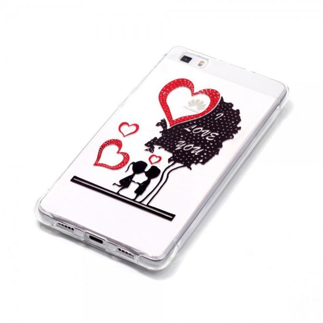 Handyhülle für Huawei P8 Lite - TPU Soft Case - lackiert - verknallte Kinder und Herze