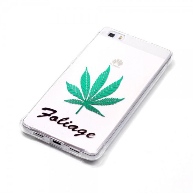 Handyhülle für Huawei P8 Lite - TPU Soft Case - lackiert - Hanfblatt