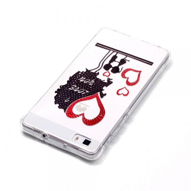 Handyhülle für Huawei P8 Lite - TPU Soft Case - lackiert - verknallte Kinder und Herze