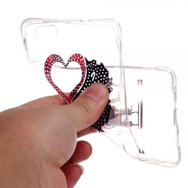 Handyhülle für Huawei P8 Lite - TPU Soft Case - lackiert - verknallte Kinder und Herze