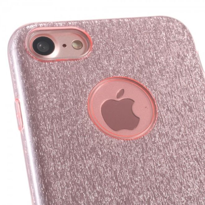 Handyhülle für iPhone SE (2022) / SE (2020) / 8 / 7 - Case aus elastischem und hartem Plastik - Glitzermuster - pink