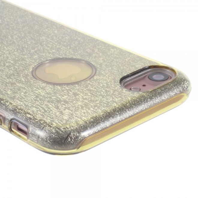 Handyhülle für iPhone SE (2022) / SE (2020) / 8 / 7 - Case aus elastischem und hartem Plastik - Glitzermuster - gold